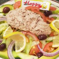 Tuna Salad · Lettuce, tomato, onion, olives, avocado, peppers, cucumber & tuna.