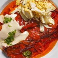 Ratatouille Plate · Tomato perfumed eggplant with tahini, spicy sauce and hard boiled egg