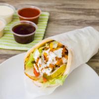 Chicken Gyro · served on toasted pita, Salad and your choice of sauce