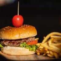 Cheeseburger With  Fries · Beef Burger, served on toasted Bun with your choice of Toppings & sauce
