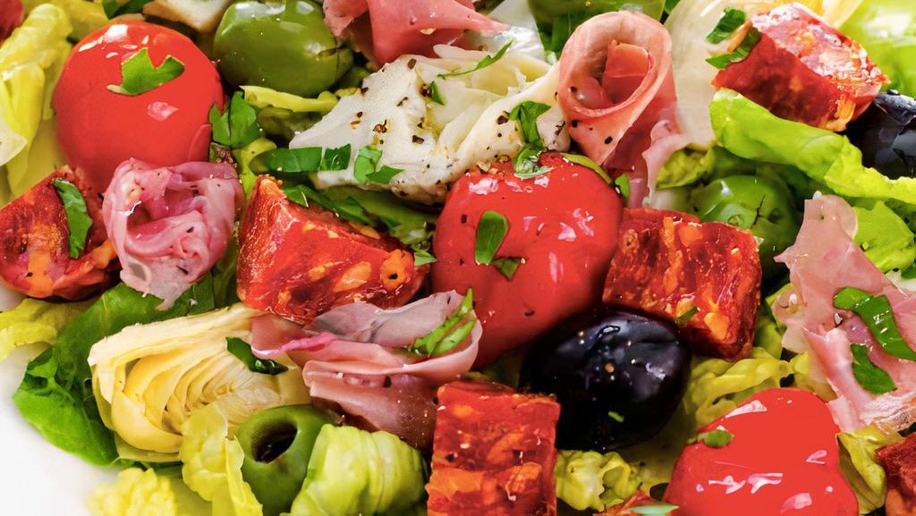 House Antipasto Salad · Romaine lettuce, tomato, red onions, cucumber, cheese, salami and balsamic vinaigrette.