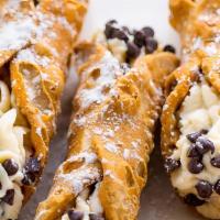 Gourmet X-L Cannoli · Golden crispy shells filled with a signature recipe of ricotta cheese, hints of cinnamon and...