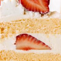 Gourmet Strawberry Shortcake Slice With Whip Cream · Homemade vanilla cake, filled with in house strawberry filling and topped with hand whipped ...