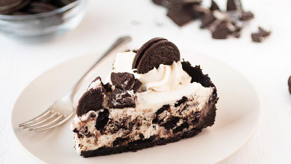 Gourmet Oreo Mousse Cake Slice With Whip Cream · Made with delicious white chocolate and chunks of real Oreo cookies! If you are looking for creamy heavenness, this dessert is for you!