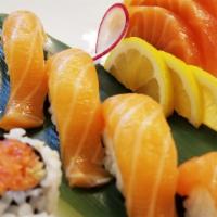 Salmon Lover Party Tray · 20 pcs Salmon Sashimi, 1 Special Roll and 4 Regular Roll in total 52 pcs.  ( 1 Alaska Specia...