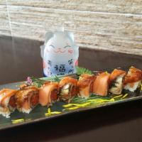 Bad Boy Roll · Spicy. 8 pieces. Spicy tuna, avocado, topped with eel smoked salmon and sweet sauce.