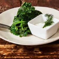 Spinach Saute · Scallion, parsley, lemon, yogurt.