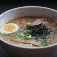 Shoyu Ramen · Noodle soup made with rich and deep flavored soy sauce. Topped with chasyu (pork), menma, eg...