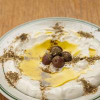 Labne · Strained homemade yogurt, olive oil zattar.