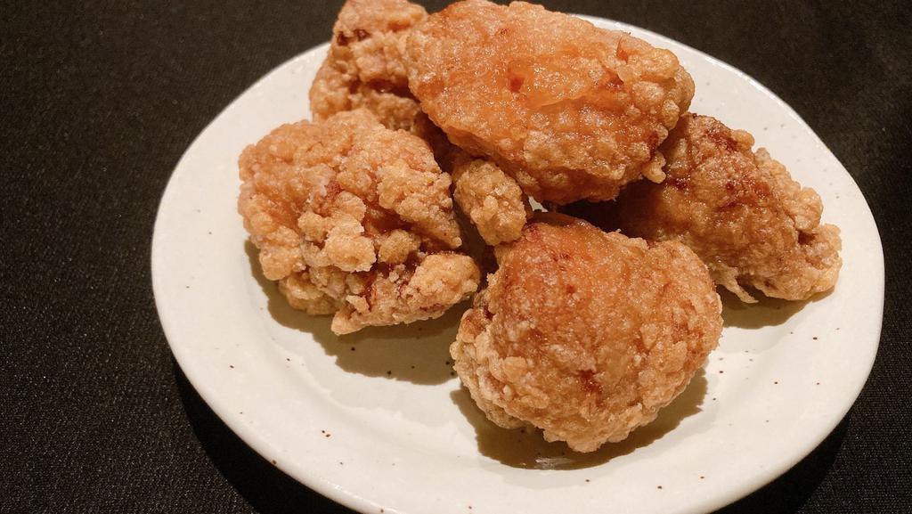 5Pc Karaage · Japanese deep fried chicken 5pieces (marinated in ginger,garlic,sake and soy sauce)