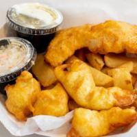 Fried Combo #2 · Clam strips, 1 cod fish, and 2 hushpuppies