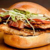 Grilled Chicken Blt · Grilled chicken, crisp bacon, lettuce, tomato, and mayo on plain bagel.