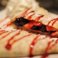 Wild Berry Crepe · Strawberries, blueberries, and raspberry topping. Does not come with whipped cream or syrup ...