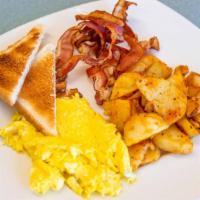 Eggs · Any Style. Served with home fries, and toast.