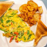 Veggie Omelette · Served with home fries, and toast.