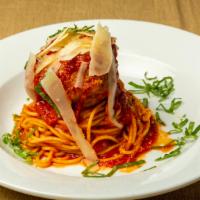 Spaghetti Meatballs · With classic tomato sauce and basil.