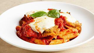 Eggplant Parmigiana Entrée · Breaded Eggplant, Tomato Sauce & Melted Mozzarella with Your Choice of Pasta, Salad or a Sid...