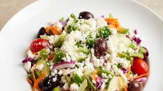 Greek Salad · Mixed Greens, Tomatoes, Cucumber, Red Onions, Green Peppers, Kalamata Olives & Feta Cheese. ...