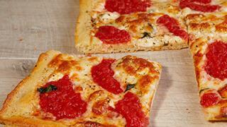 Grandma Slice · Fresh Mozzarella, Mozzarella, Basil & Plum Tomato Sauce on a Thin Square Crust. Click to add...