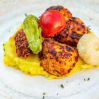Chicken Shish · Lean chicken breast marinated for 48 hours and charcoal grilled. Served with mashed potatoes...
