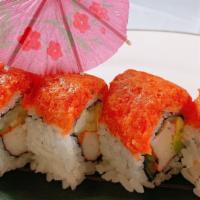 Sapporo Roll (8) · Crab meat, cucumber, avocado, and spicy tuna.