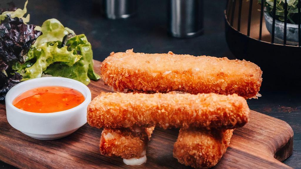 Mozzarella Sticks · Mozzarella stick is elongated pieces of battered or breaded mozzarella, usually served as hors d'oeuvre.