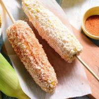 Mexican Street Corn ( Elote Preparados ) · Our Fresh Mexican Street Corn ( Elote Preparado ) topped with Mayonnaise, Mexican Cheese (Qu...