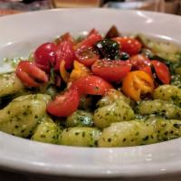 Gnocchi  · with Basil Pesto, cherry tomatoes and Shrimp