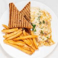 Healthy Omelette · Mushrooms, spinach and egg whites. Served with home fries and your choice of toast.