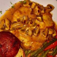 Chicken Marsala · shallots / garlic / mushrooms / marsala wine / demi-glace sauce / vegetables & potatoes