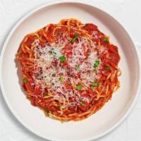 Simple Swap Spicy Tomato Gf Spaghetti · (Gluten Free & Vegetarian)Fresh spaghetti cooked in a spicy tomato and topped with parmesan,...