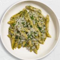 Presto Pesto Pasta Gf Penne · (Gluten Free & Vegetarian) Fresh penne pasta cooked in a pesto sauce and topped with black p...