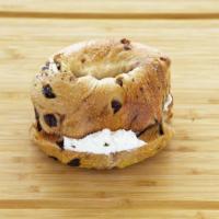 Cinnamon Raisin Bagel With Cream Cheese · Fresh cinnamon raisin bagel smothered with cream cheese.