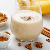 Super Protein · Peanut butter, whey protein, whole grain oats, granola, raw almonds, banana, and almond milk.