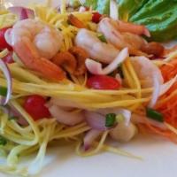 Shrimp Mango Salad · Cashew nut, red onion, scallion, in spicy lime dressing.