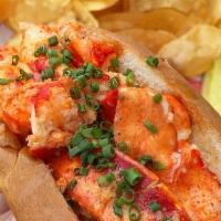 Lobster Roll Platter · quarter pound of fresh lobster meat on a toasted new England split bun. Rolls are served w/ ...
