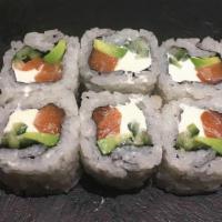 Philadelphia Roll · Smoked salmon, cream cheese, avocado, cucumber, tempura flakes and scallion. Inside out with...