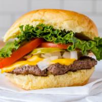Sid'S Burger · Our Single Burger with Yellow American Cheese, Sid's Sauce, Lettuce, Tomato, Pickles, and, O...