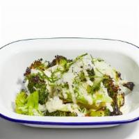 Charred Broccoli · Charred broccoli florets, black pepper aioli, parmesan, and fresh basil