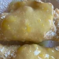 Lemony Pierogi Cream Puff (5) · 5 pierogies filled with coconut milk based sweet cream and topped with yummy lemon curd and ...