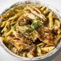 Rasta Pasta · Top it with one or all three meats for additional cost or have it plain. Salmon, chicken,  s...