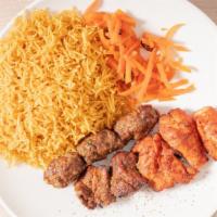 Mixed Afghan Kabab · Beef kofta, chicken breast kabab and lamb kabab on a single skewer. Perfect for those who wa...