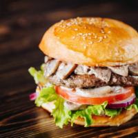 Mushroom Burger · Juicy, high-quality burger with mushrooms!