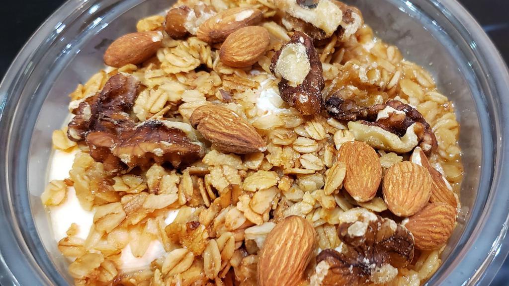Greek Yogurt & Mix Nuts · Honey, almonds, walnuts, and granola.
