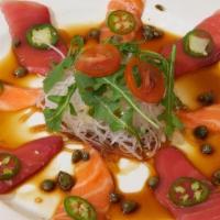 Tuna & Salmon Carpaccio · Citrus ponzu jalapeno