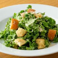 Vegan Caesar Salad · Romaine, garlic croutons, vegan caesar dressing, vegan shredded parmesan.