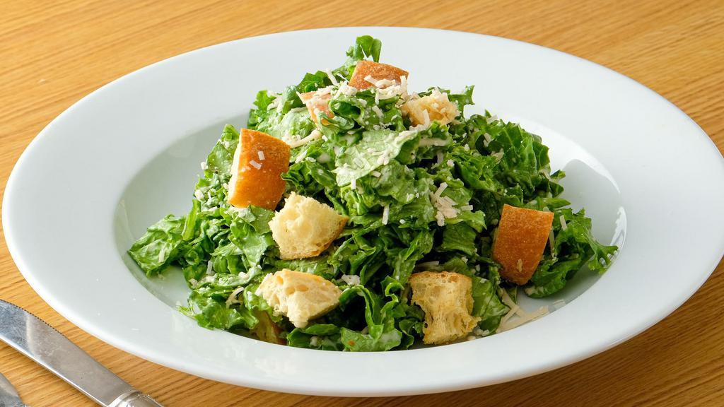 Vegan Caesar Salad · Romaine, garlic croutons, vegan caesar dressing, vegan shredded parmesan