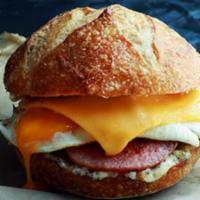 Taylor Ham, Egg & Cheese Sandwich · 2 Eggs, choice of cheese, Taylor ham