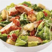 Chicken Bacon Ranch Salad · Grill Chicken, Chopped Roman Lettuce, tomatoes, cucumbers, Crispy Bacon, and Cheddar Cheese ...