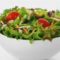 Italian Mixed Green Salad · Red and Green Leaf Lettuce, Arugula, Cucumber, Tomatoes with Red Roasted Peppers, Fresh Mozz...